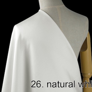 35mm silk wool twill fabric pure solid fabric 55" width NO.26 natural white color for evening dress, wedding dress, sell by the yard