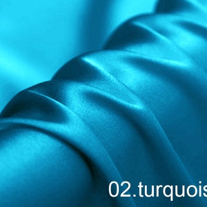 silk satin fabric pure solid fabric NO.02 turquoise color for wedding, evening dress, shirts, pants sell by the yard
