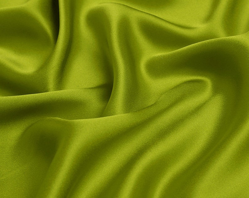 Yellow green silk satin fabric pure solid fabric for wedding Etsy