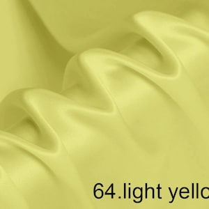 Italian silk satin fabric color 64 light yellow color for wedding, evening dress, shirts, pants by the yard