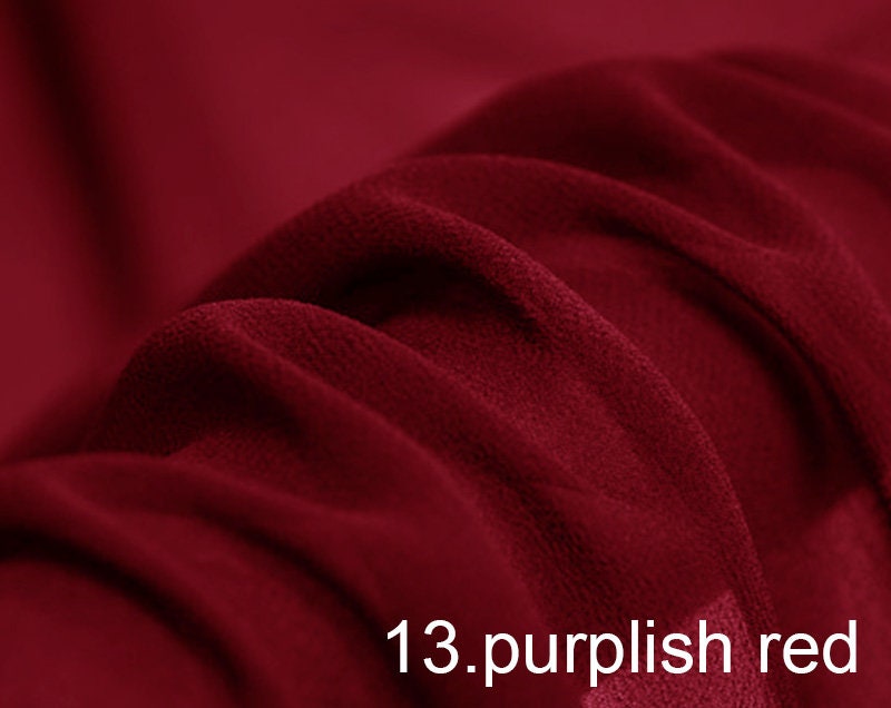 10mm silk georgette pure solid fabric 55" width NO.13 purplish red color sell by the yard for dress, scarf, DIY hand made