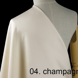 35mm silk wool twill fabric pure solid fabric 55&quot; width NO.04 champagne color for evening dress, shirts, wedding dress, sell by the yard