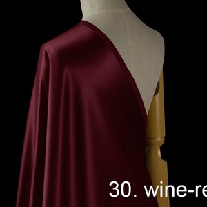 silk wool satin fabric pure solid fabric 55&quot; width NO.30 wine-red color for evening dress, pants, wedding dress, sell by the yard