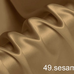 Sesame luxury silk satin fabric pure solid fabric for wedding, evening dress, shirts, pants sell by the yard color 49