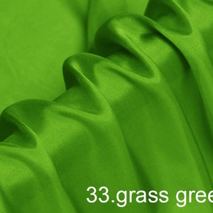 silk habotai fabric solid color 45&quot; width NO.33 grass green color sell by the yard for lining,scarf, DIY hand made
