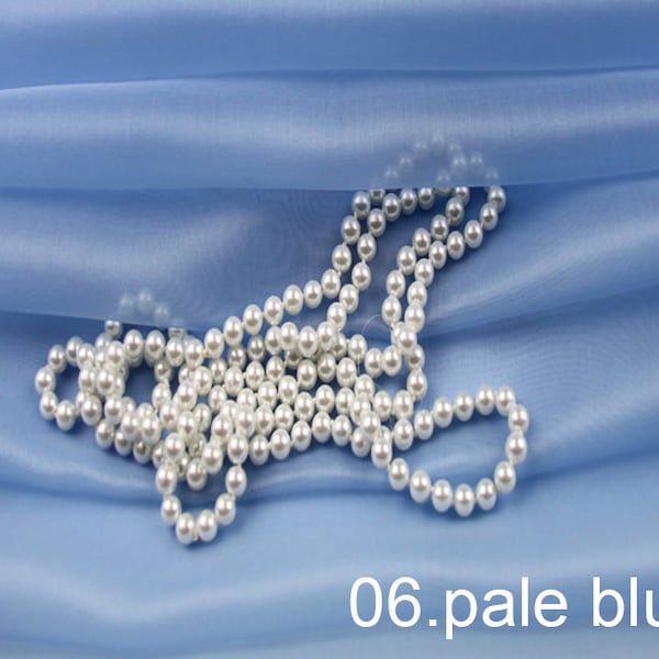 Pale blue color 100% silk organza fabric pure solid color 140cm width sell by the yard for wedding dress, skirt color 06