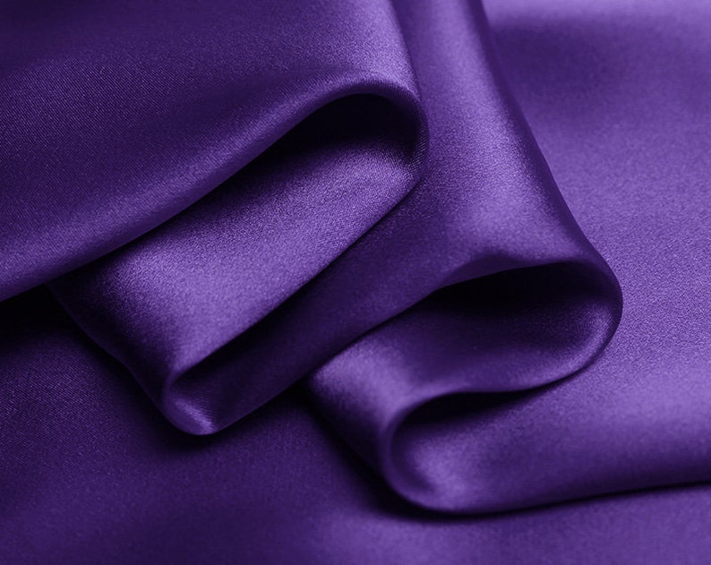 Silk Satin Fabric Pure Solid Fabric NO.34 Purple Color for - Etsy