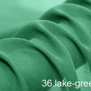 silk georgette pure solid fabric 45&quot; width NO.36 lake-green color sell by the yard for dress, scarf, DIY hand made