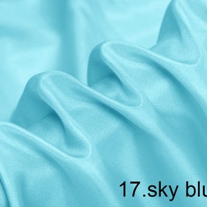 silk habotai fabric solid color 45&quot; width NO.17 sky blue color sell by the yard for lining,scarf, DIY hand made