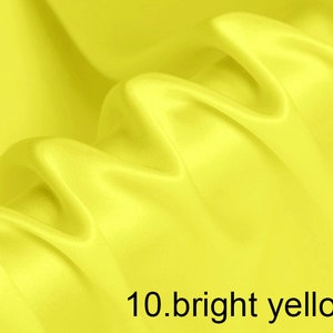 silk satin fabric pure solid fabric NO.10 bright yellow color for wedding, evening dress, shirts, pants sell by the yard