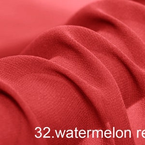 silk georgette pure solid fabric 45&quot; width NO.32 watermelon red color sell by the yard for dress, scarf, DIY hand made