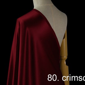 silk wool satin fabric pure solid fabric 55" width NO.80 crimson color for evening dress, pants, wedding dress, sell by the yard
