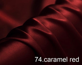 silk satin fabric pure solid fabric NO.74 caramel red color for wedding, evening dress, shirts, pants sell by the yard