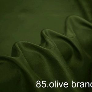 silk habotai fabric solid color 45&quot; width NO.85 olive branch color sell by the yard for lining,scarf, DIY hand made