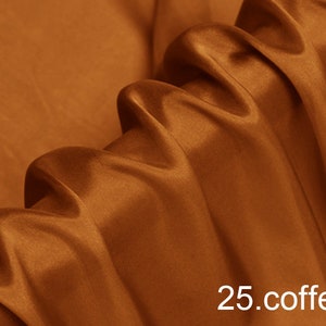 Coffee Silk habotai fabric solid color 45&quot; width for lining,scarf, DIY hand made-one yard color 25