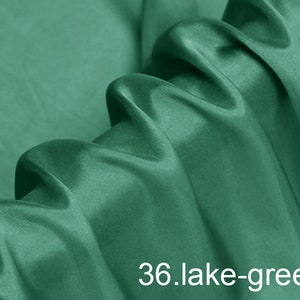 Lake-green silk habotai fabric solid color 45&quot; width with many colors for DIY, dress, lining