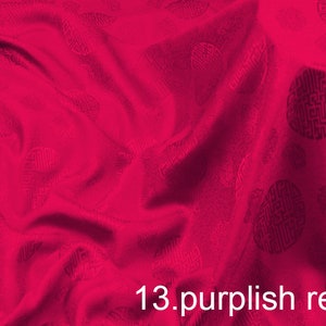 silk jacquard fabric solid color 45&quot; width NO.13 purplish red color sell by the yard for DIY hand made 100% silk mulberry