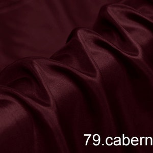 silk habotai fabric solid color 45&quot; width NO.79 cabernet color sell by the yard for lining,scarf, DIY hand made