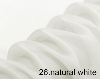 Natural Silk chiffon | 100% Silk Fabric | Undyed Silk | Ready to Dye Satin | Silk for dress | White Silk Organza color 26 55''