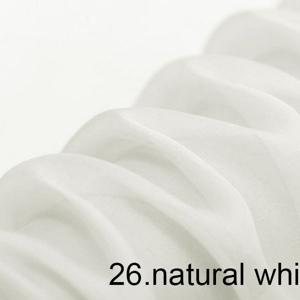 Chiffon di seta naturale / Tessuto di seta 100% / Seta non tinta / Raso pronto per tingere / Seta per abito / Organza di seta bianca colore 26 55''