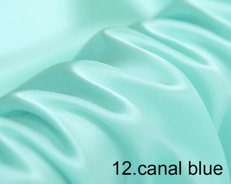 shirts evening dress silk satin fabric pure solid fabric NO.12 canal blue color for wedding pants sell by the yard