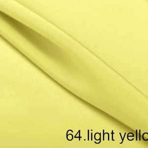 silk crepe de chine satin back pure solid fabric 45&quot; width NO.64 light yellow color sell by the yard for dress, shirts, pants