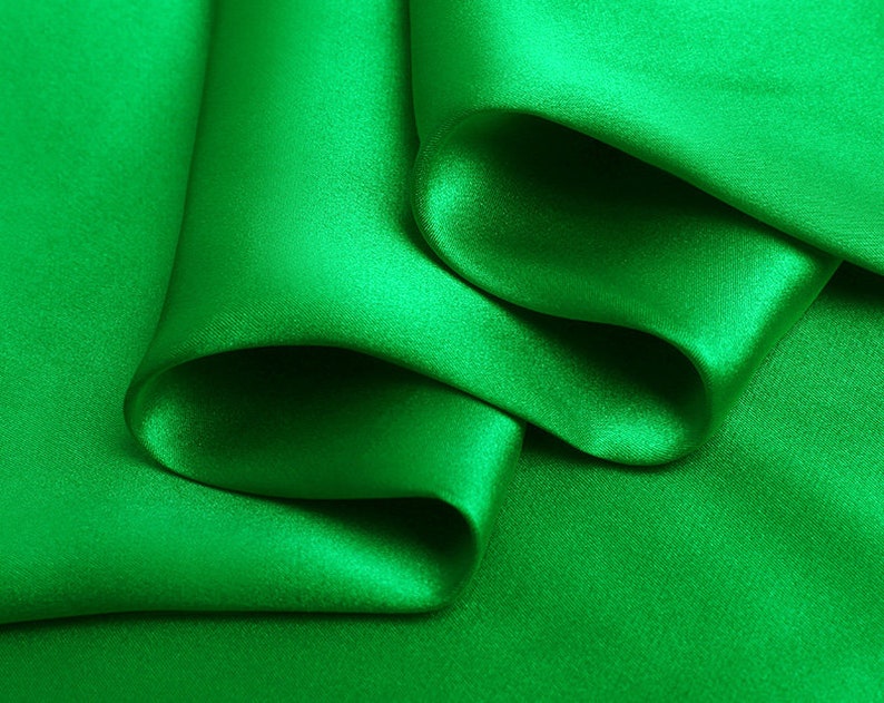 Emerald Green Silk Satin Fabric by the Yard for Dresses 45'' Width Szd