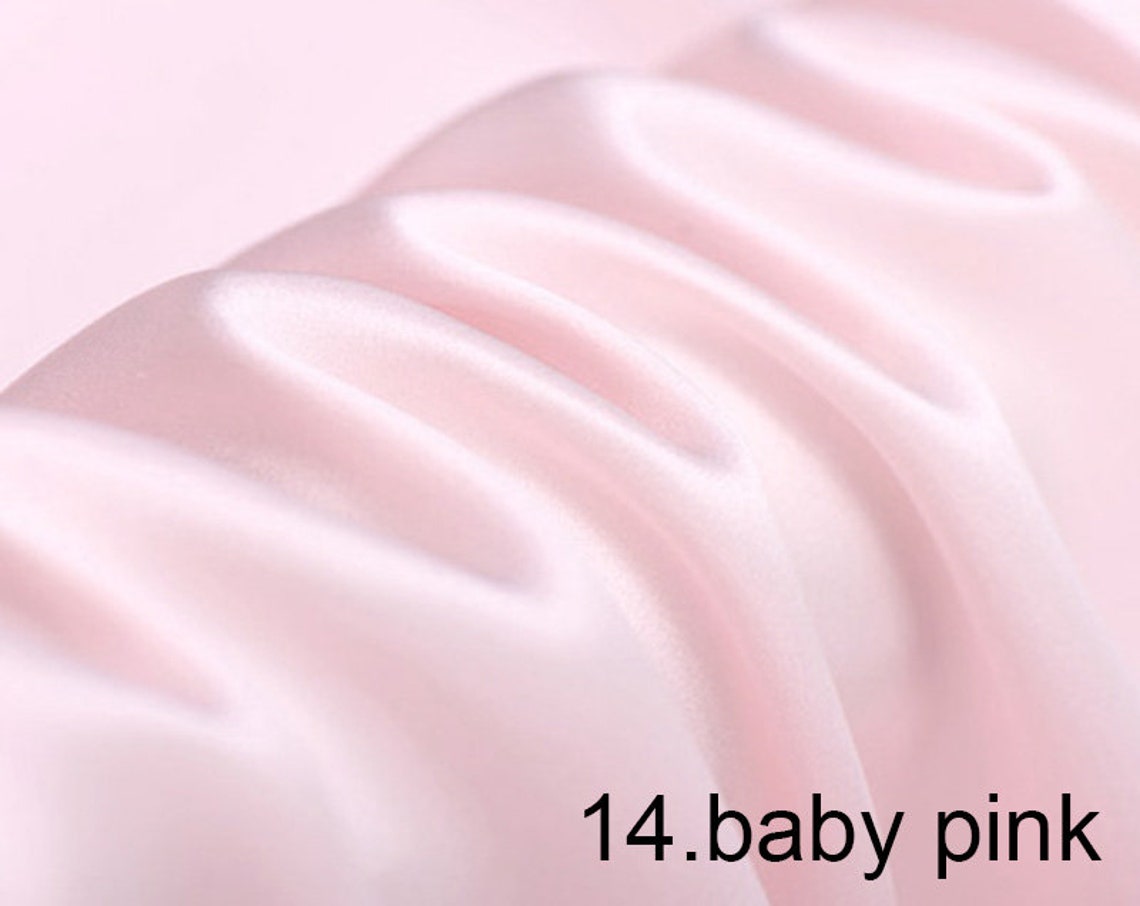 Silk Satin Fabric Pure Solid Fabric NO.14 Baby Pink Color for Wedding