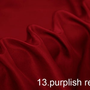 silk habotai fabric solid color 45&quot; width NO.13 purplish red color sell by the yard for lining,scarf, DIY hand made