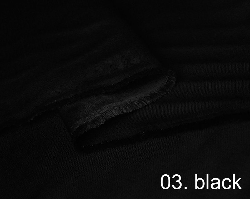 35mm Silk Wool Twill Fabric Pure Solid Fabric 55 Widthno.03 Black Color