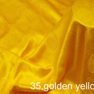 silk jacquard fabric solid color 45&quot; width NO.35 golden yellow color sell by the yard for DIY hand made 100% silk mulberry
