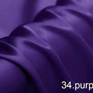 silk satin fabric pure solid fabric NO.34 purple color for wedding, evening dress, shirts, pants sell by the yard