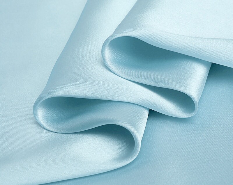Sky Blue Color Silk Satin Fabric for Wedding, Evening Dress, Shirts