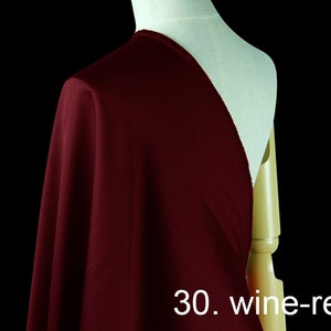 35mm silk wool twill fabric pure solid fabric 55&quot; width NO.30 wine-red color for evening dress, wedding dress, sell by the yard