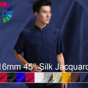 16mm silk jacquard fabric solid color 45&quot; width sell by the yard for DIY hand made 100% silk mulberry