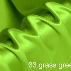 silk satin fabric pure solid fabric NO.33 grass green color for wedding, evening dress, shirts, pants sell by the yard