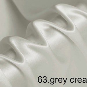 silk satin fabric pure solid fabric NO.63 grey cream color for wedding, evening dress, shirts, pants sell by the yard