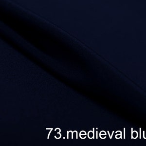 silk crepe de chine satin back pure solid fabric 45&quot; width NO.73 medieval blue color sell by the yard for dress, shirts, pants