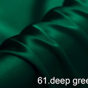 silk satin fabric pure solid fabric NO.61 deep green color for wedding, evening dress, shirts, pants sell by the yard