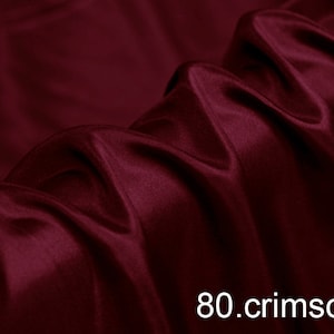 silk habotai fabric solid color 45&quot; width NO.80 crimson color sell by the yard for lining,scarf, DIY hand made