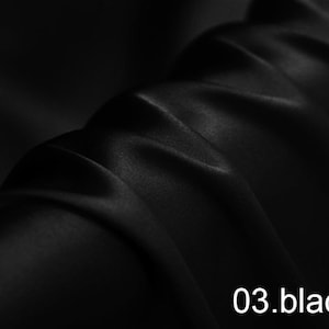 silk satin fabric pure solid fabric NO.03 black color for wedding, evening dress, shirts, pants sell by the yard