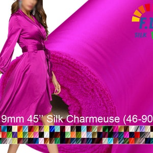 19mm silk charmeuse satin pure solid fabric 45" width NO.46 to NO.90 color sell by the yard