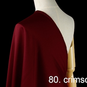 35mm silk wool twill fabric pure solid fabric 55&quot; width NO.80 crimson color for evening dress, wedding dress, sell by the yard