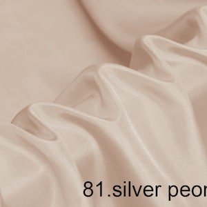 silver peony silk fabirc 100% silk habotai fabric solid color 45&quot; width for lining,scarf, DIY hand made color 81