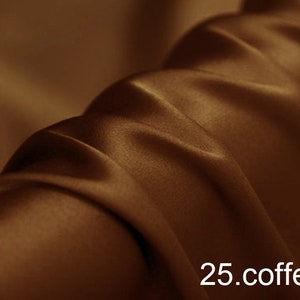 silk satin fabric pure solid fabric NO.25 coffee color for wedding, evening dress, shirts, pants sell by the yard