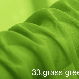 silk georgette pure solid fabric 45&quot; width NO.33 grass green color sell by the yard for dress, scarf, DIY hand made