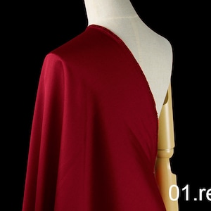 35mm silk wool twill fabric pure solid fabric 55&quot; width NO.01 red for evening dress, shirts, pants, wedding dress, sell by the yard