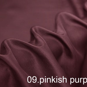 Pinkish purple silk habotai fabric solid color 45&quot; width by the yard for lining,scarf, DIY , pajamas color 09