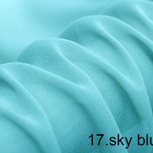 silk georgette pure solid fabric 45&quot; width NO.17 sky blue sell by the yard for dress, scarf, DIY hand made