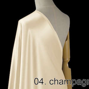 silk wool satin fabric pure solid fabric 55&quot; width NO.04 champagne color for evening dress, shirts, pants, wedding dress, sell by the yard